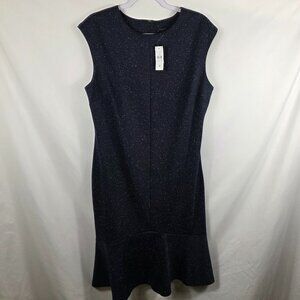 Ann Taylor Sleeveless Trumpet Dress Women's Size 12 Blue with White Flecks NEW